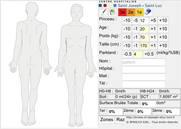 Capture d'écran de l'application de calcul de surface brûlée